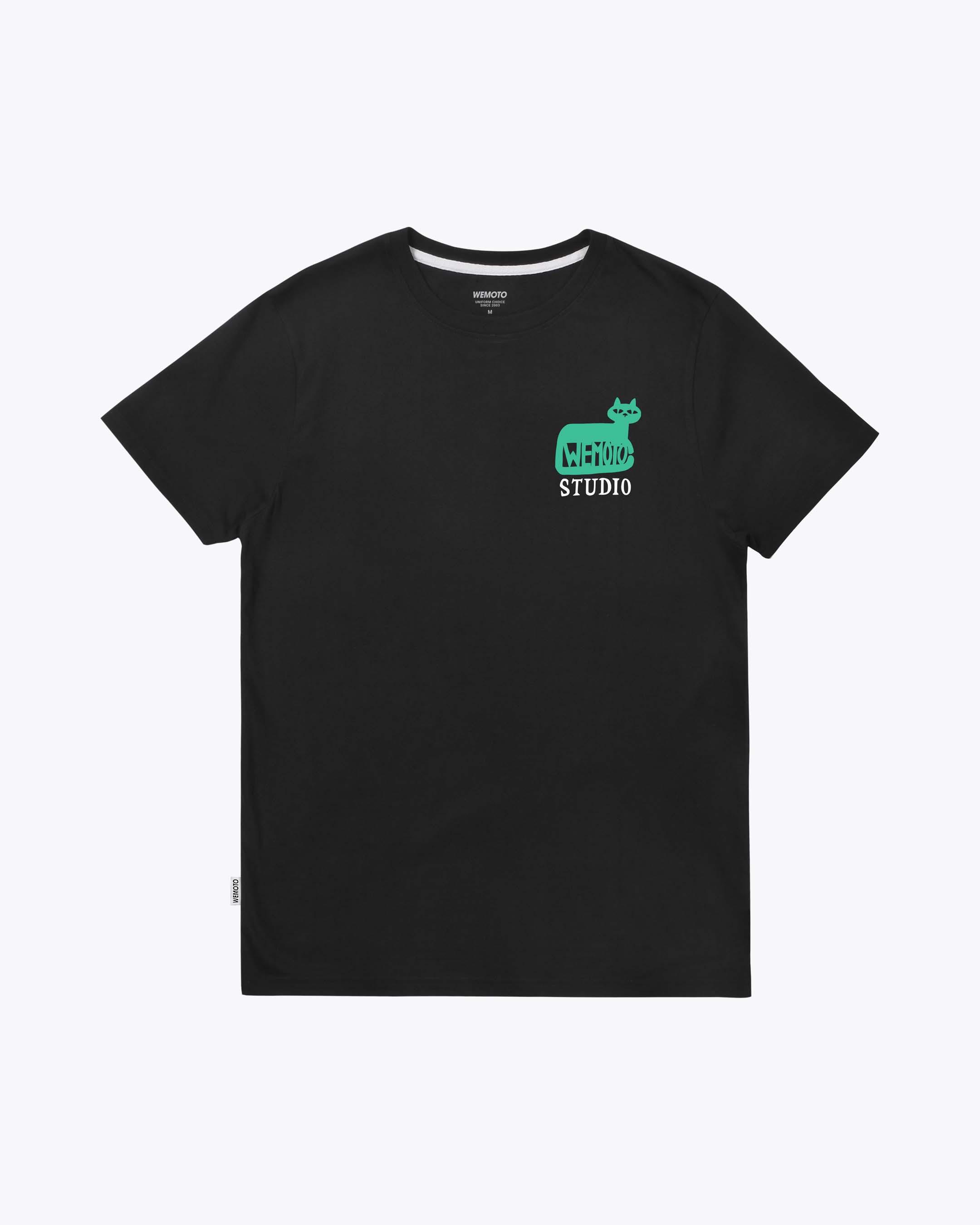 Wemoto Cat Tee - Printed Artwork T-Shirt Herren schwarz